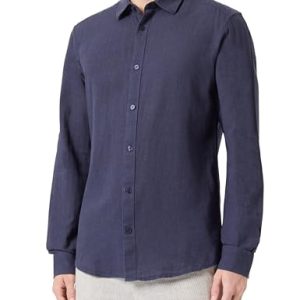 ONLY & SONS Herren ONSCAIDEN LS SOLID Linen Shirt NOOS Kurzarmhemd, Night Sky, M
