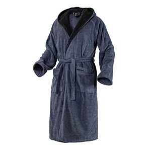 Mount Swiss Bademantel Damen Herren ARBON mit Kapuze aus edler Baumwolle I Morgenmantel flauschig I Frottee Farbe: anthrazit, Grösse: XL
