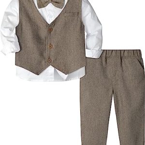 mintgreen Baby Anzug Junge, Kleinkind Hochzeit Outfit Gentleman Lange Ärmel Kleiderset, Khaki, 12-18 Monate, 80