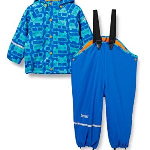 CareTec Baby und Kinder Regenjacke und Regenhose mit Fleece Futter im Set, Oceanblue (706), 116