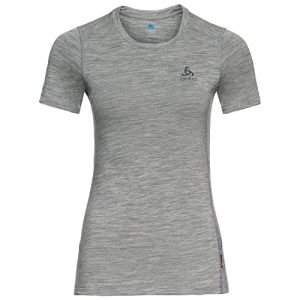 Odlo Damen Funktionsunterwäsche Kurzarm Shirt 100% MERINO 200 GRAMM, grey melange - grey melange, M