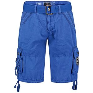 GEO Norway/Geographical Norway Pantheon Men Shorts / Bermuda Herren - Cargo Caprihose aus Baumwolle, Jungen/Herren Kleidung für den Sommer - Shorts und Bermudas, blau, M