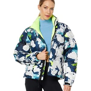 THE NORTH FACE 1996 Retro Nuptse Jacke Summit Marineblau Abstrakt Blumendruck, Summit Navy Abstract Floral Print, 36