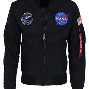ALPHA INDUSTRIES Herren MA-1 TT NASA Reversible II Bomberjacke, Black, Large
