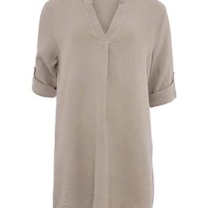 Zwillingsherz Musselin Longbluse aus 100% Baumwolle mit V-Ausschnitt – Hochwertige Tunika für Damen Frauen Mädchen - Sommerbluse Freizeitkleid Strandkleid - Locker luftig perfekt für Frühling Sommer
