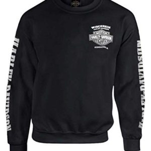 Harley-Davidson Men's Lightning Crest Fleece Pullover Sweatshirt, Black