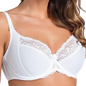 Teyli BH Damen - Minimizer BH mit Bügel - BH Grosse Grössen - BH Große Brüste - Komfort Starker Halt BH - Damen Bügel Minimizer - BH Damens Frauen Bra Weiß 75F