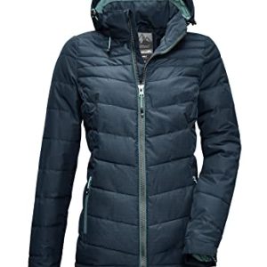 Killtec Damen Skane Wmn Quilted Jacket Steppjacke mit abzippbarer Kapuze, dunkel blaugrün, 44 EU