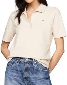 Tommy Hilfiger Damen 1985 REG Pique Polo SS WW0WW43224 Langarm T-Shirt, Beige (Classic Beige), XL