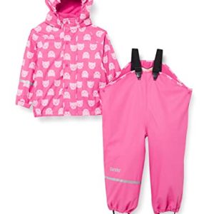 CareTec Baby und Kinder Regenjacke und Regenhose mit Fleece Futter im Set, Real pink (546), 98