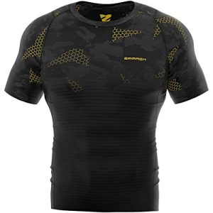 SMMASH Kompressionsshirt Funktionsshirt Herren Kurzarm Sportshirt Laufshirt Kurzarmshirt Second Skin Technologie Atmungsaktiv Schnelltrockend
