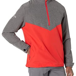 Callaway Herren Swing Tech Blocked Golf-Windbreaker, langärmlig, 1/4-Reißverschluss Jacke, Med Asphalt Htr, XXL