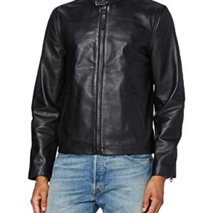 Schott NYC Herren Veste Motard Lederjacken, Black, L