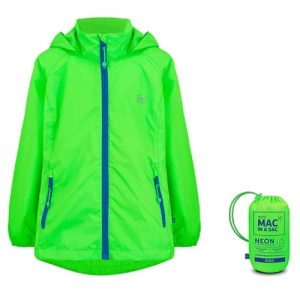 Mac in a Sac Unisex-Kinder Mini Origin II - Packable Waterproof Jacket Regenjacke, Neon Green, 12 Jahre