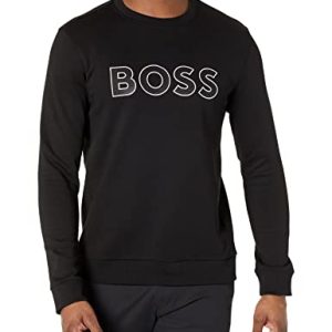 Hugo Boss Herren-Sweatshirt mit kontrastierendem Logo und Rundhalsausschnitt, Kohle, S