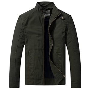 WenVen Herren Jacke Übergangsjacke Tactical Jacke Jacke Vintage Casual Jacke Jacke Business Oberbekleidung Jacke Baumwolle Herbstjacke Grün M