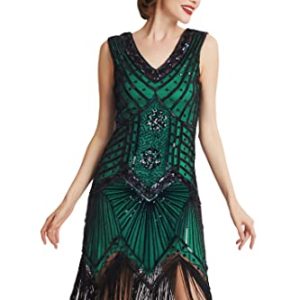 BABEYOND Damen Flapper Kleider voller Pailletten Retro 1920er Party Damen Kostüm Kleid Grün, M