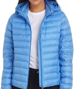 Tommy Hilfiger Damen Jacke Padded Global Stripe Jacket Übergangsjacke, Blau (Blue Spell), S
