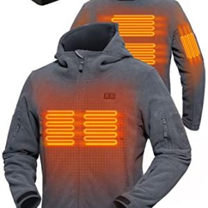 ANTARCTICA GEAR Beheizte Jacke mit 12V 16000 mAh Akku, Polarfleece Mantel für Herren und Damen, Passende Winterjacke, Herren Jacken Fleecejacken (GREY，S)