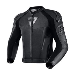 REBELHORN Vandal Air Rindsleder Motorradjacke für Männer Ellbogen- und Schulterschutz Softshell Weste Belüftung Reflektierende Elemente 7 Taschen