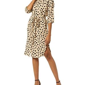 TEREA Hemdkleid für Damen, Adeline Taillengürtel, Hummus Gepunktet, Größe S