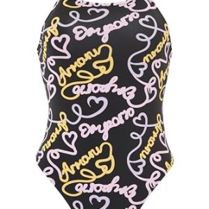 EMPORIO ARMANI Damen Logomania One-Piece Swimsuit, Black/Heart Logo PR, S