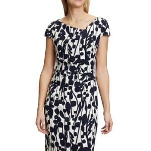 Vera Mont Damen Cocktailkleid Kurzarm Cream/Dark Blue,46