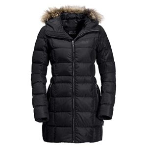 Jack Wolfskin Damen BAFFIN ISLAND COAT winddichter Daunenmantel, schwarz, S