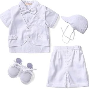Booulfi Taufe Outfits für Jungen Baby Junge Taufe Outfit Sommer Kurzarm Gentleman Kleid Outfit Kleidung, 12-18M