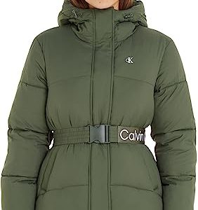 Calvin Klein Jeans Damen Logo Belt Short Puffer J20J221896 Gepolsterte Jacken, Grün (Thyme), S