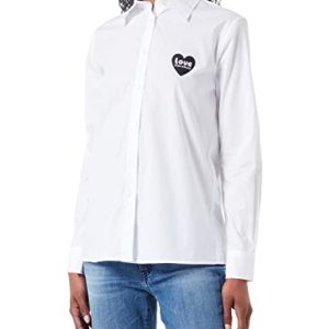 Love Moschino Women's Regular fit Long-Sleeved Shirt, Optical White, 38