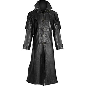 Aksah Fashion Herren Van Helsing Hugh Jackman Steampunk Gothic Leder Langer Trenchcoat Kostüm, Schwarz , XXL