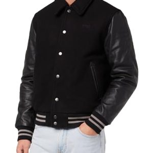 Schott NYC Herren Lc8705collar Jacke, Schwarz/Schwarz, XL