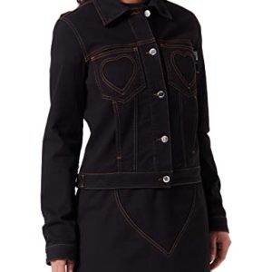 Love Moschino Damen Trucker JACKET, Schwarz, 38 EU