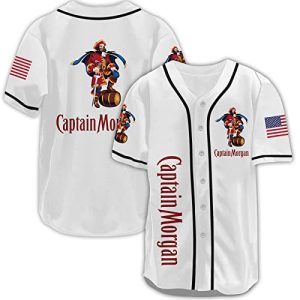 Captain Fan Baseball Trikot, Captain Baseball Jersey Shirt für Damen Herren, Captain Lover Baseball Shirt, Weiß (1), Klein