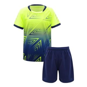 iiniim Kinder Jungen Sport Set 2tlg. Schnelltrockend T-Shirt + Shorts Sportanzug Trainingsanzug für Jogging Fussball Basketball Kleidung Fluorescent Grün 122-128