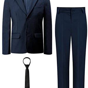 mintgreen Kinderanzug Set Jungen, Hochzeits-Outfit Festlich Formal Pagenkopf Abschlussball Jacke & Hose, Dunkle Marine, 128-134, Tag 8