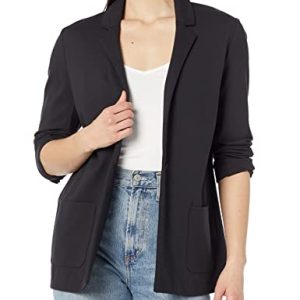 Amazon Essentials Damen Weicher Ponte-Blazer mit lockerer Passform, Schwarz, XL Große Größen