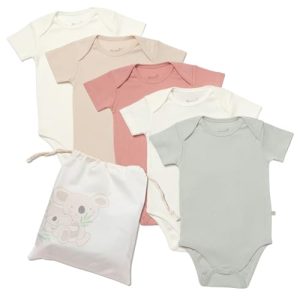biorganic Baby-Body kurzarm - Baby Bodysuits aus Bio-Baumwolle - Body Baby Junge und Mädchen - 5er Pack Bodys Baby mit Druckknöpfen - Babykleidung dehnbarer Ausschnitt - Multicolored