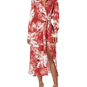 GUESS Langes Kleid blumenprint, Dorothee Dress, W2BK13WEX62-P51T, ROT, L
