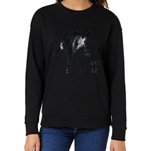 Armani Exchange Damen Sustainable, Studded Logo, Comfy Fit Sweatshirt, Schwarz, XS EU