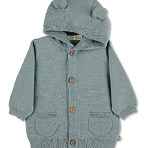 Sterntaler Baby Jungen Strickjacke Baby GOTS Strickjacke Emmi - Strickjacke Baby - Strickjacke mit Öhrchen und Knopfleiste - grün, 56