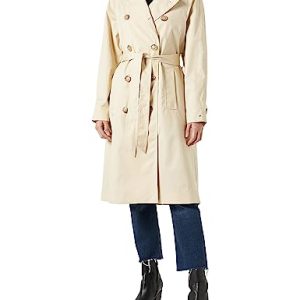 Tommy Hilfiger Damen Mantel 1985 Cotton Blend Trench Trenchcoat, Beige (Light Sandalwood), 42