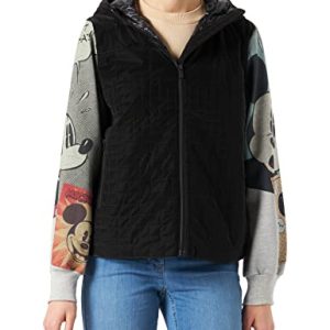 Desigual Womens Padded_Mickey Comic Steppjacke, Black, XS