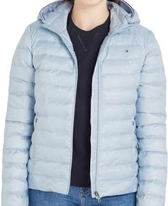 Tommy Hilfiger Damen Jacke Padded Global Stripe Jacket Übergangsjacke, Blau (Breezy Blue), XXXL