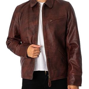 Schott NYC Herren Lc952vint Lederjacke, Burgunderrot, L