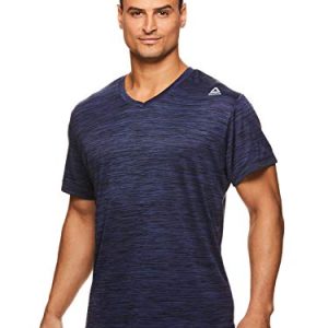Reebok Men's V-Neck Workout Tee - Short Sleeve Gym & Training Activewear T Shirt