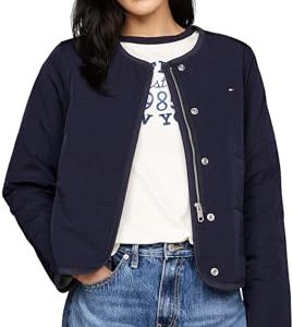 Tommy Hilfiger Damen Jersey Lined Jacket WW0WW42347 Gerade, Blau (Desert Sky), L