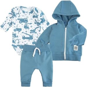 CiuchCiuch Baby-Set – Kapuzenpullover – Shorts – Body - Für Säuglinge – Für Kinder – Für Jungen – Für Mädchen – Baumwolle – Verschiedene Muster Bagger 56