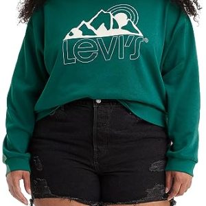 Levi's Damen Plus Size Graphic Salinas Crew Sweatshirt, Mountain Top Deep Teal, 1XL